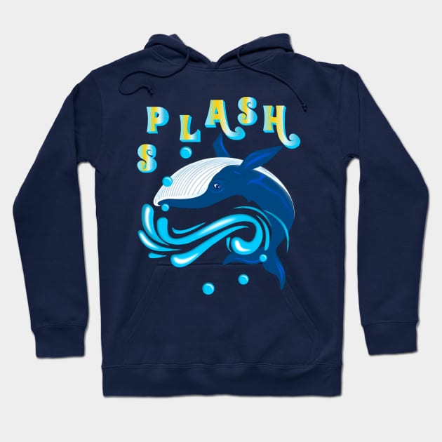 BLUE WHALE SPLASH Hoodie by Dot68Dreamz